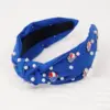 Wholesale Pearl Headband With Flag Knot Beaded Hair Accessory Simple Wide Edge Fabric Art Independence Day Theme