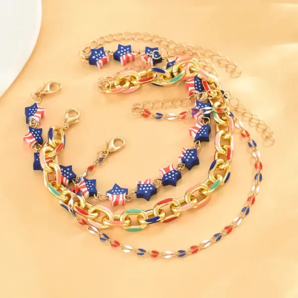 Wholesale Enamel Aluminum Anklet For Women Featuring Pentagram Design In Colour, Perfect For Independence Day