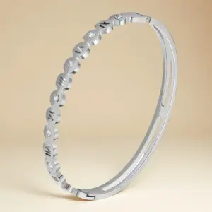 40A-A-2 Steel Color Roman Numeral Hollow Bracelet