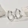 Wholesale Three-dimensional Geometric Earrings For Women, Electroplated Copper With Golden Plated Finish And Artificial Pearl Inlay
