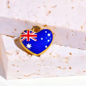 Wholesale Stainless Steel Flag Pendant Heart Shape Necklace DIY Jewelry Accessories Printed Pattern European Style Fashionable Design