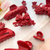 Wholesale Red Bow Acetic Acid Grab Clip High-grade Shark Clip Tanabata Valentine's Day French Fashion Back Head Hairpin for Women