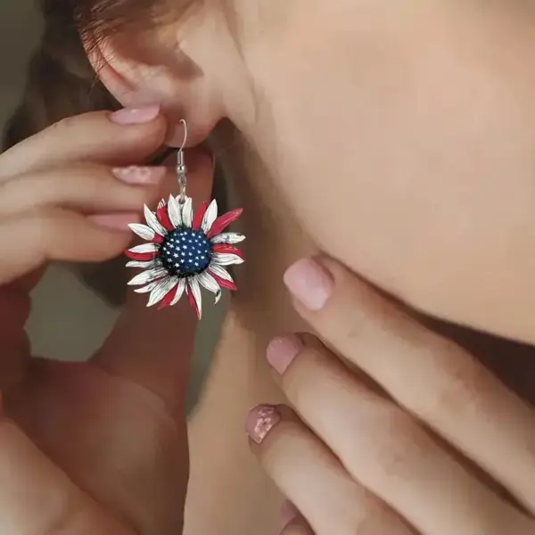 Wholesale Acrylic Earrings USA Independence Day Red White Blue Stripes Texas Sequin Five Pointed Star Glittering Simple Style Women's Jewelry