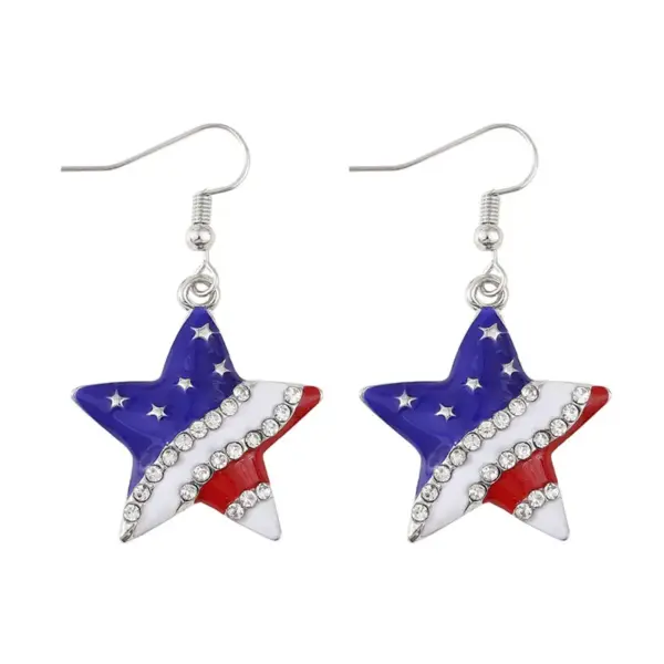 oly-218f692f64e900ee3a9de63727de5b91 Wholesale 1 Pair Classic Style Star American Flag Plating Zinc Alloy Drop Earrings