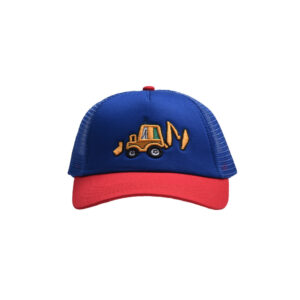 Dark blue-children's cartoon excavator baseball cap / Free size-adjustable (50-54)
