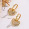Wholesale 1 Pair Simple Style Commute Heart Shape Plating Inlay Copper Zircon 18k Gold Plated Drop Earrings