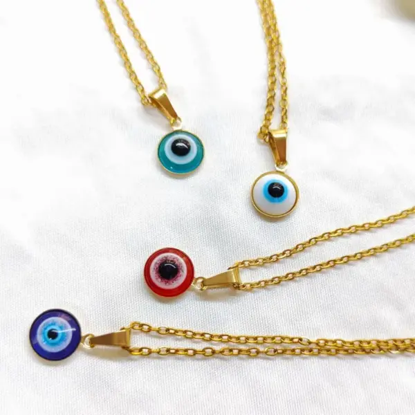 Wholesale Fashion Devil's Eye Titanium Steel Enamel Pendant Necklace 1 Piece