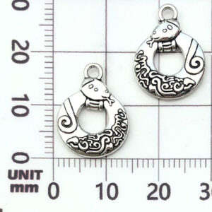 1 ancient silver pattern snake round plate-1.6g-18*14mm-21484