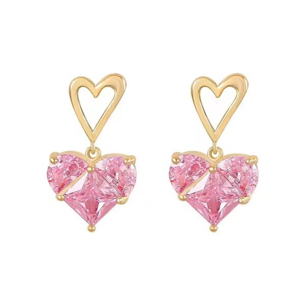 oly-21ba2e3049dec708769b2cd824c125f4 Wholesale Korean Style Explosions Romantic Love Shape Peach Powder Earrings Women's Style Fresh Sweet Simple Sweet Cool Super Flash Earrings Trendy