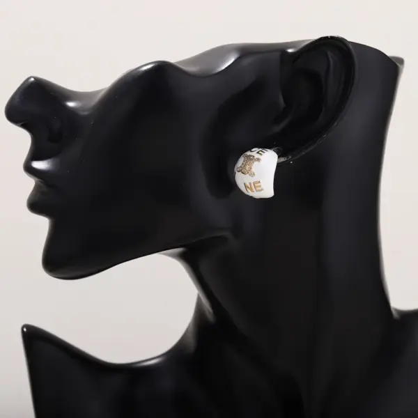 Wholesale Hypoallergenic Letter Stud Earrings For Women In Copper With KC Golden Plated UV Plating And Zircon Inlay