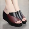 oly-21cf516ccd9e9bf6996e6dbe9badd572 Wholesale Slippers Women's Summer Fashion Outer Wear Mid-heel Wedge Thick-soled Non-slip High-heeled Middle-aged Women's Heightened Slippers