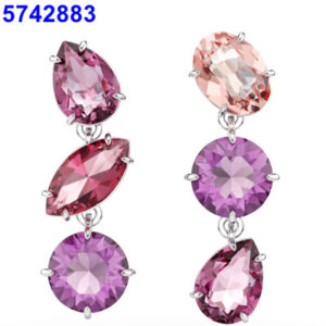 Purple three diamond earrings