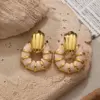 Wholesale Elegant Shell Shaped Enamel Drip Oil Non-Fading Earrings For Women Fashionable Luxury Stainless Steel Jewelry