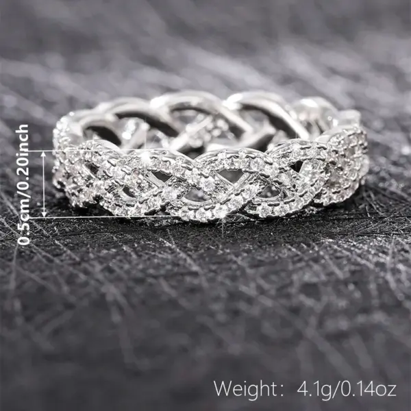 Wholesale Geometric Claw Setting Ring For Women In Copper With White K Water Plating And Zircon Inlay