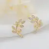 Wholesale Flowers Stud Earrings For Women With 925 Sterling Silver Posts And Copper Base Inlaid With Zirconia In Simple Style