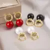 Wholesale Authentic Gold Plated Pearl Clip-On Earrings Hong Kong Style Retro Fashion Versatile Luxury Feel Women's Jewelry Accessories