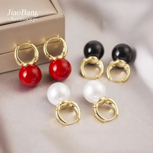 Wholesale Authentic Gold Plated Pearl Clip-On Earrings Hong Kong Style Retro Fashion Versatile Luxury Feel Women's Jewelry Accessories