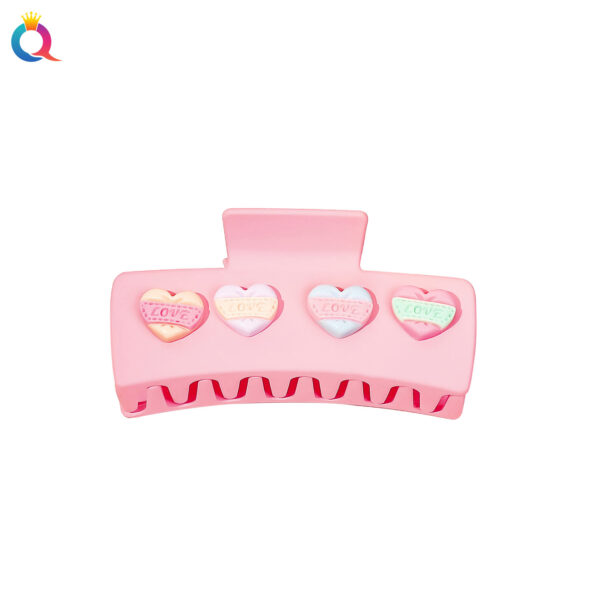 Wholesale Valentine's Day Headband Pink Love Hairpin Fabric Wide-Brimmed Headband Women's Grabber Shark Clip