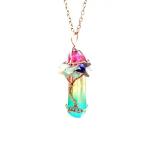 Ancient Red Copper + Colored Crystal Pillar