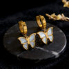 Wholesale Titanium steel butterfly three-piece set, titanium steel colorfast necklace, bracelet, and earrings.