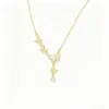 Wholesale Butterfly Inlay Pendant Necklace For Women In Copper With 18K Real Gold Plated Water Plating And Artificial Rhinestones On Cable Chain