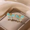 Wholesale Elegant Miniature Butterfly Drop Earrings Women's Stylish Fashion Spring Summer New Arrival Colorful Oil Drip Jewelry Accessories