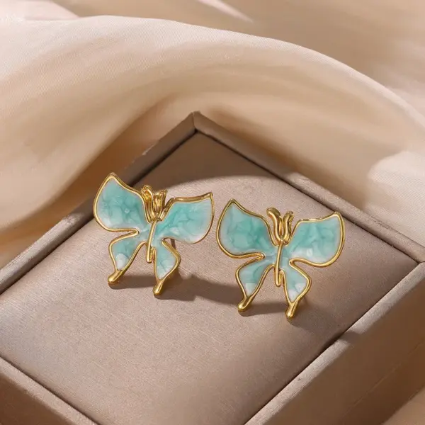Wholesale Elegant Miniature Butterfly Drop Earrings Women's Stylish Fashion Spring Summer New Arrival Colorful Oil Drip Jewelry Accessories