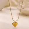Wholesale 304 Stainless Steel Heart Shape PVD Coated Stone-Free 18K Real Gold Plated Affordable Luxury Style Gold Plated Pendant Necklace