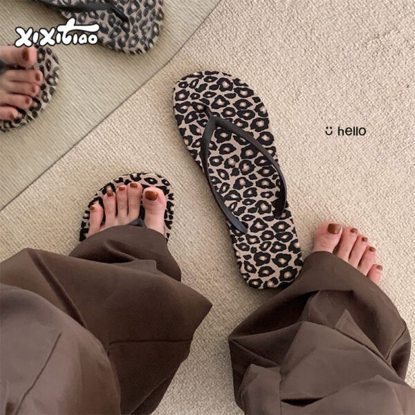 oly-2251cbcce4080a27e964786d6035d87b Wholesale Leopard Print Beach Vacation Comfortable Flip Flops Women’s Summer Net Infrared Wear Clip Feet Shower Slippers