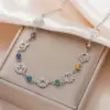 Wholesale Handmade Lotus Yoga Om Pendant Stainless Steel Hollow Polished Jewelry Necklace Accessories Colorful Zircon Durable