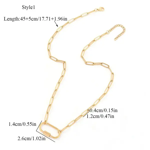 Wholesale PVD Coated Real Gold Plated Oval 201 Stainless Steel 304 Elegant Simple Style Classic Waterproof Non Tarnish Necklace
