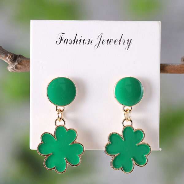 oly-2263d0428f2f2492435cc13a69d4aeed Wholesale St. Patrick's Day Irish Green Clover Pendant Oil Drop Earrings Fashion