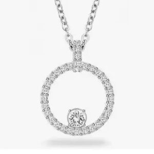 Circle white diamond necklace