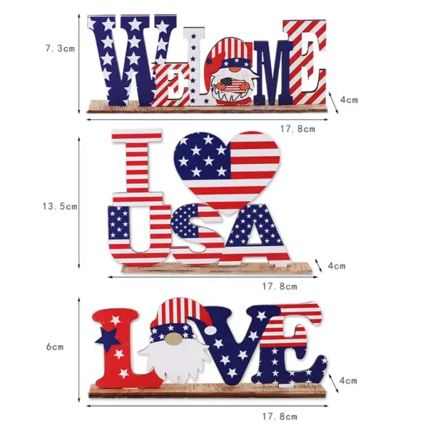 Wholesale Wooden Letter Ornaments Creative DIY Patriotic Ornaments Independence Day National Day Desktop Ornaments Accessories