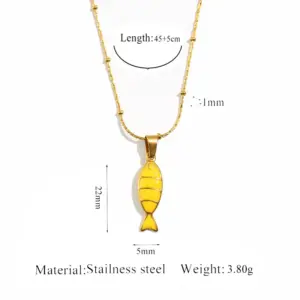 Gold Oil Drop Fish Pendant - Yellow