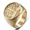 oly-2288fd5b1302756dc58fccb9783d1430 Wholesale Gold Titanium Steel Ring Men's Tree Of Life Ring Design Geometric Accessories