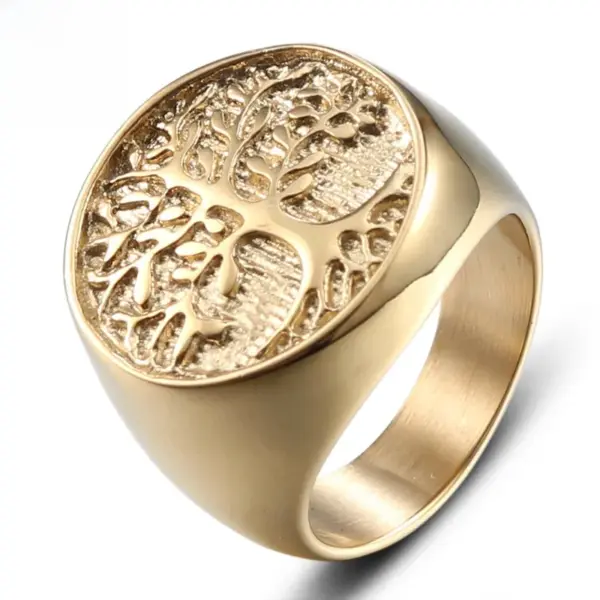 oly-2288fd5b1302756dc58fccb9783d1430 Wholesale Gold Titanium Steel Ring Men's Tree Of Life Ring Design Geometric Accessories