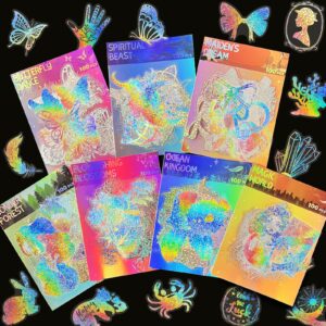 Wholesale Sell 100 transparent laser stickers cross-border new PET creative diy retro laser hand account holographic stickers