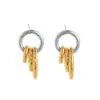 Wholesale 304 Stainless Steel Irregular Vacuum Electroplated (Furnace) Material Plated With 18k Gold, Color Retention, Three-Hoop Hoop Earrings, Item Gold