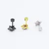 Wholesale Stainless Steel Fine Rod Copper Plated Gold Micro Paved Flashing Powder Blue Zircon Star Ear Cuff Women's Fashion Jewelry