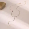 Wholesale Elegant Stainless Steel Necklace With Colorful Zirconia Tassel Lightweight Luxury Design Style Jewelry