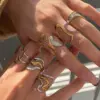 Wholesale 304 Stainless Steel Geometric PVD Coated 18K Real Gold Plated Real Gold Plated Simple Style Commute Waterproof Non Tarnish Rings