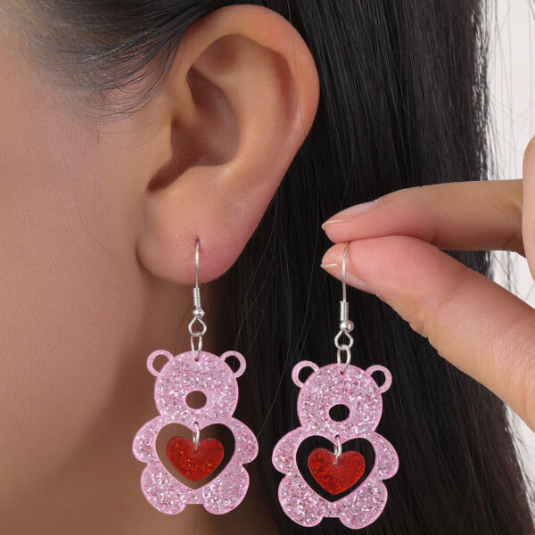 oly-22bbbdc904e745daaccba1f418842208 Wholesale Explosions Valentine's Day Series Earrings Bear ECG Envelope Acrylic Valentine's Day Earrings for Women