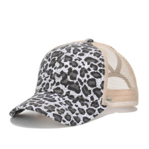 Wholesale Foreign trade new European and American leopard print high ponytail baseball cap outdoor fashion sunshade camouflage net cap curved eaves cap