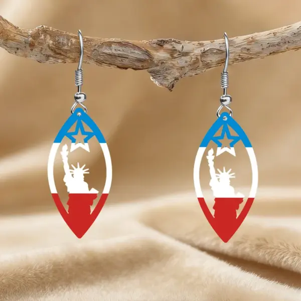 Wholesale Retro White Star Print Acrylic Drop Earrings With 304 Stainless Steel Ear Pins For Women