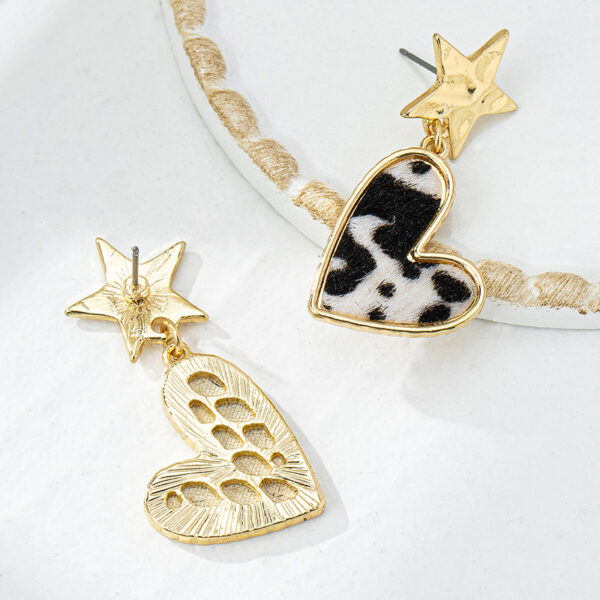Wholesale Fashion leopard star love eardrop temperament three-dimensional trend girl style niche high-end earrings 4379