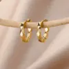 Wholesale 304 Stainless Steel Solid Color 18K Gold Plated Simple Style Earrings