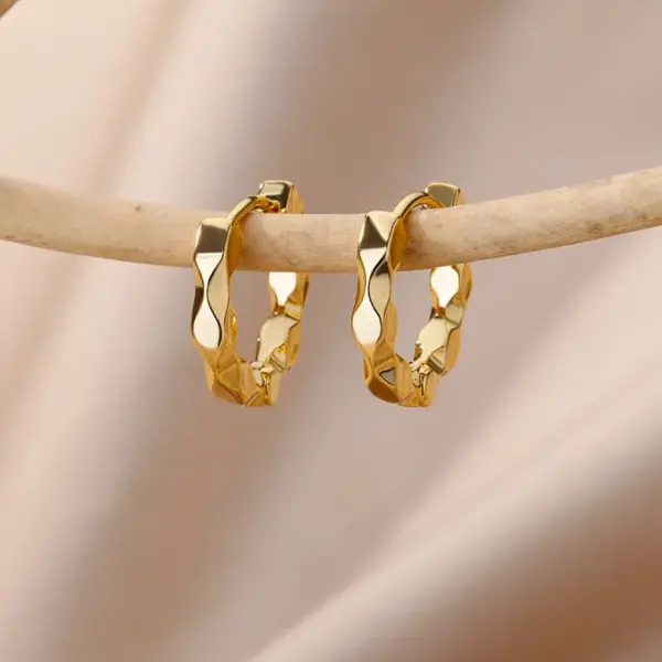 Wholesale 304 Stainless Steel Solid Color 18K Gold Plated Simple Style Earrings
