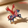 Wholesale Horse Pin Made of Zinc Alloy Featuring Diamond Craftsmanship, Perfect Flag Brooches for Independence Day - Nihaojewelry