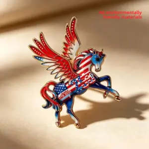 Wholesale Horse Pin Made of Zinc Alloy Featuring Diamond Craftsmanship, Perfect Flag Brooches for Independence Day - Nihaojewelry